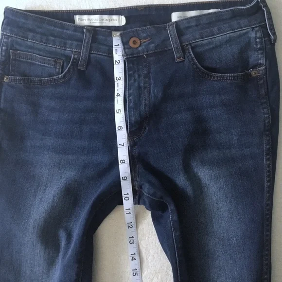 Pilcro And The Letterpress Mid-Rise Skinny Jeans Woman’s Size 30 Blue Slit Hem - Picture 12 of 16